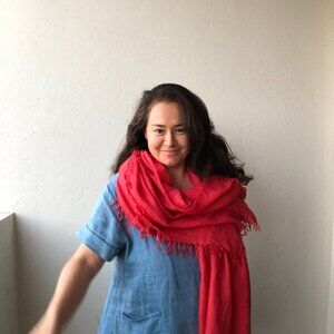 NWOT Huge Wool Silk Red Scarf